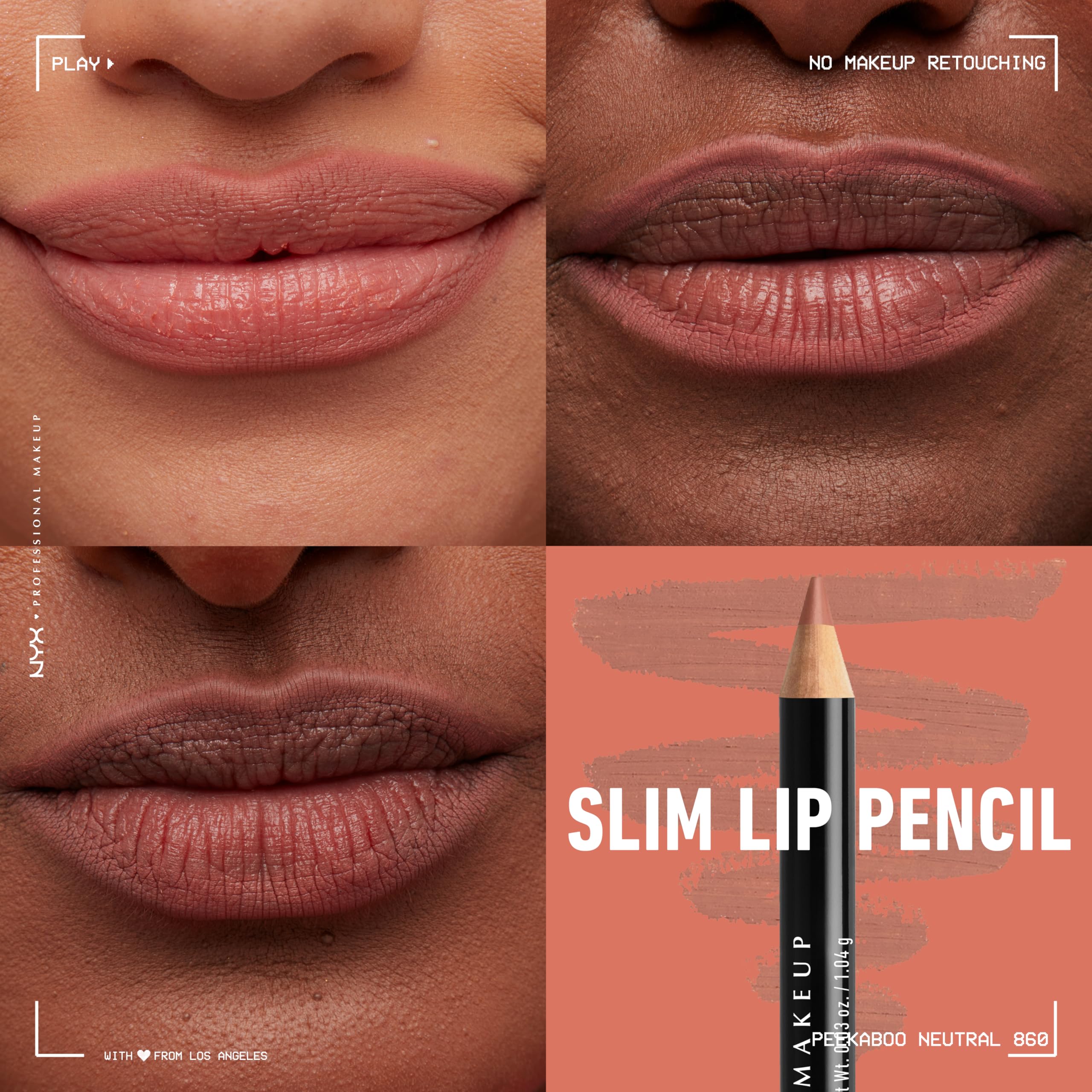NYX Professional Makeup Slim Lip Pencil - 860 Peekaboo Neutral Lip Liner 3