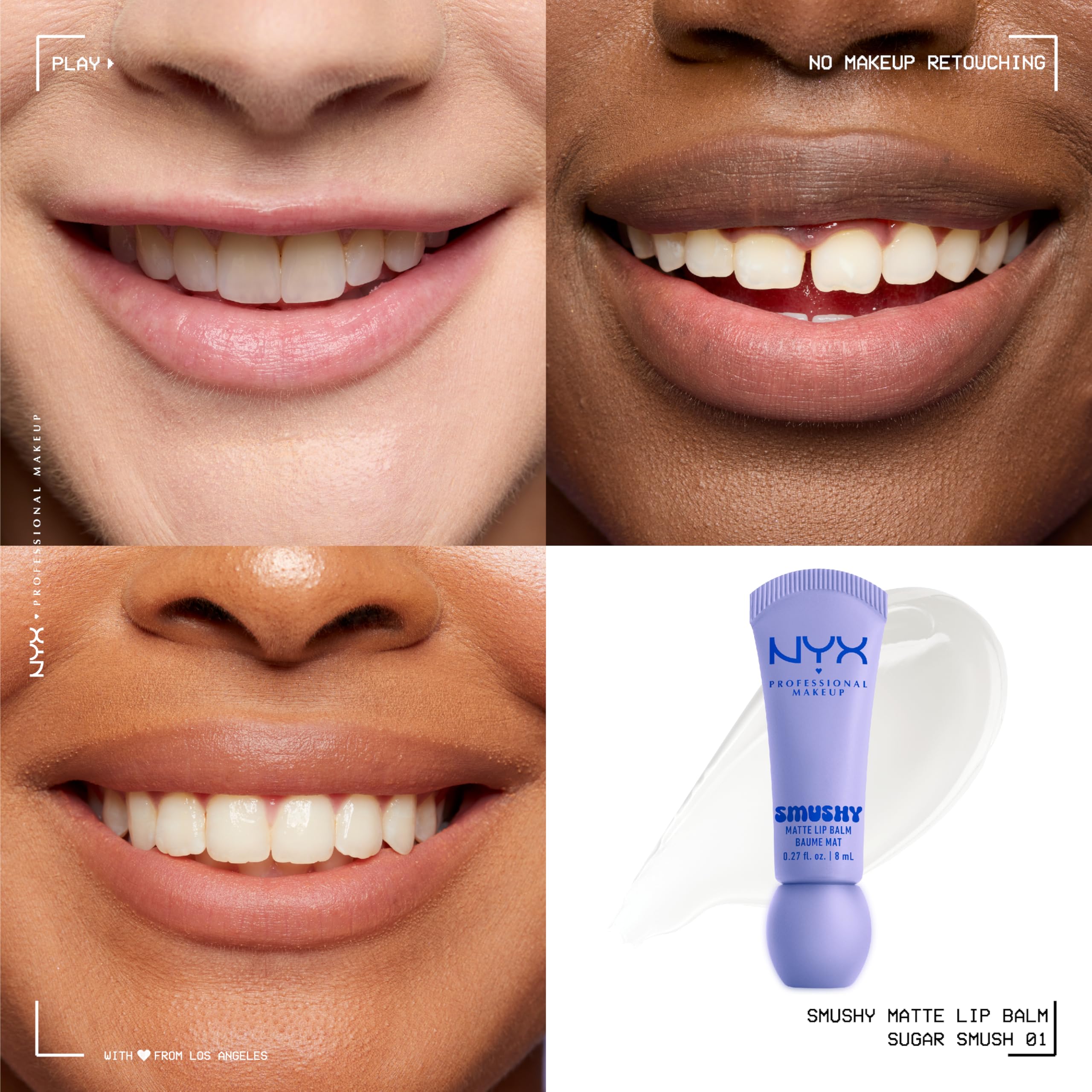 NYX Professional Makeup Smushy Matte Lip Balm, Sugar Smush, Hydrating Buildable Colour, 8ml