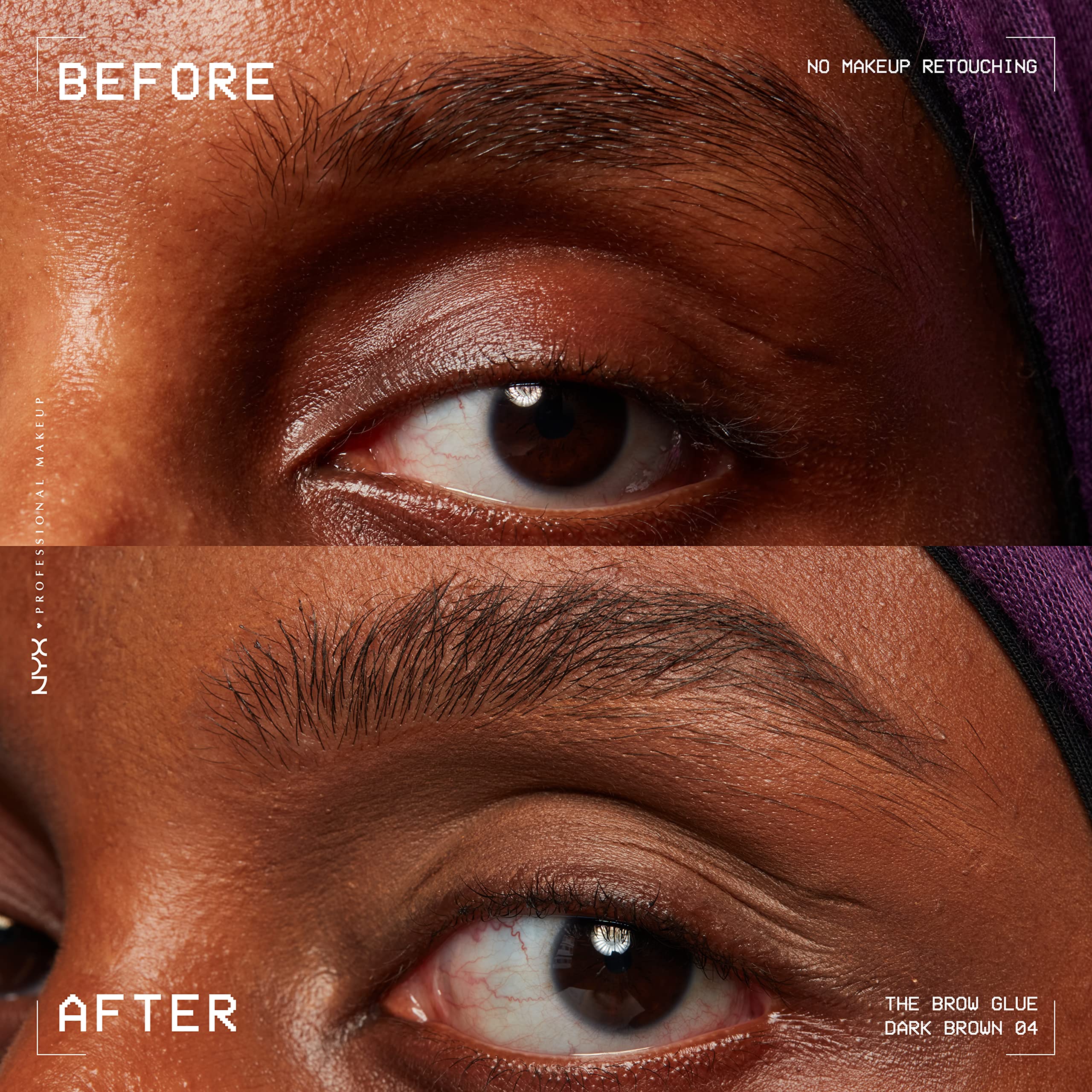 NYX Professional Makeup The Brow Glue Tinted Eye Brow Gel for Laminated Look, Dark Brown, 24 Hour Hold 3