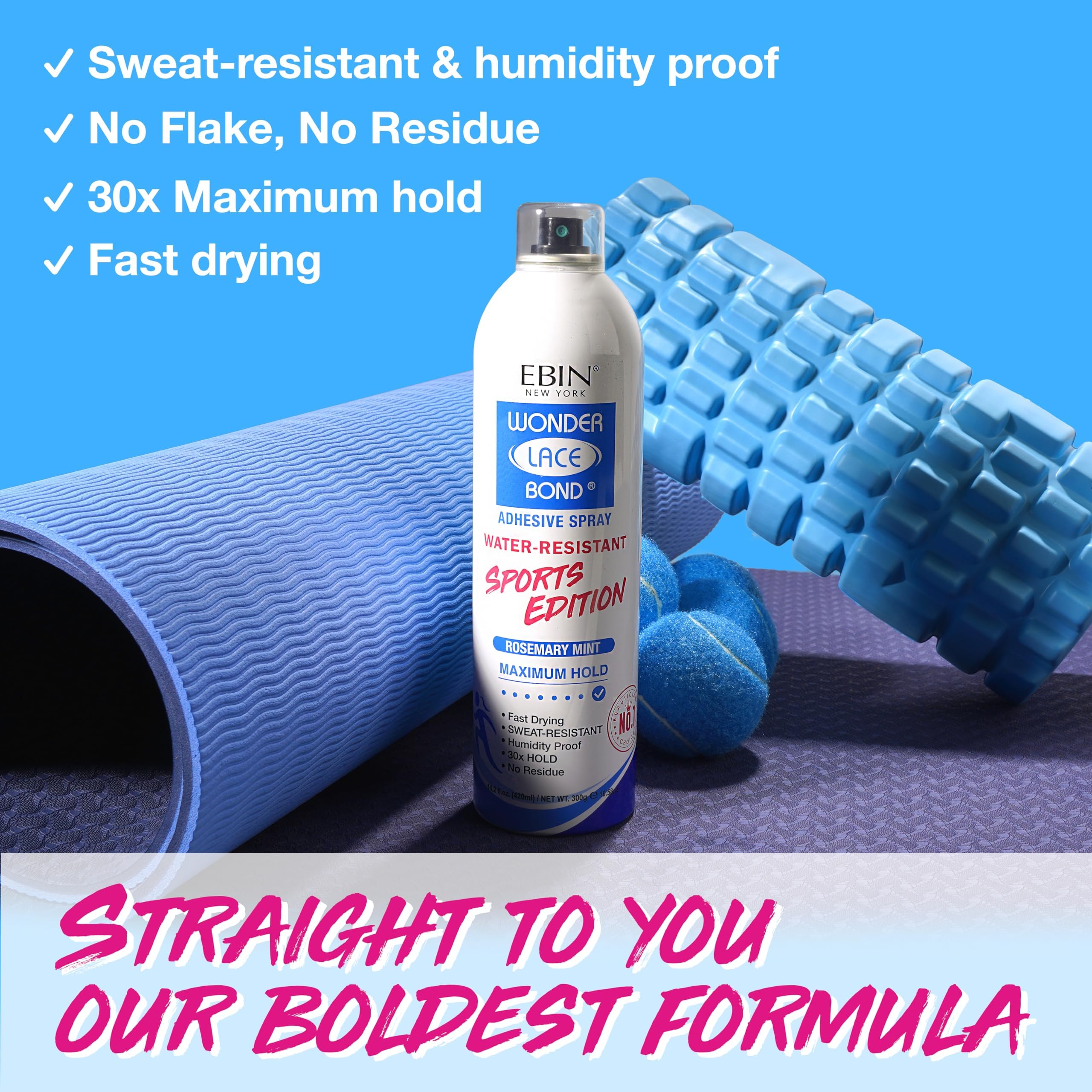 EBIN NEW YORK Wonder Lace Bond Adhesive Spray Sports Edition for Extra Firm, Sweat-Resistant Wig Hold 80 ml 3