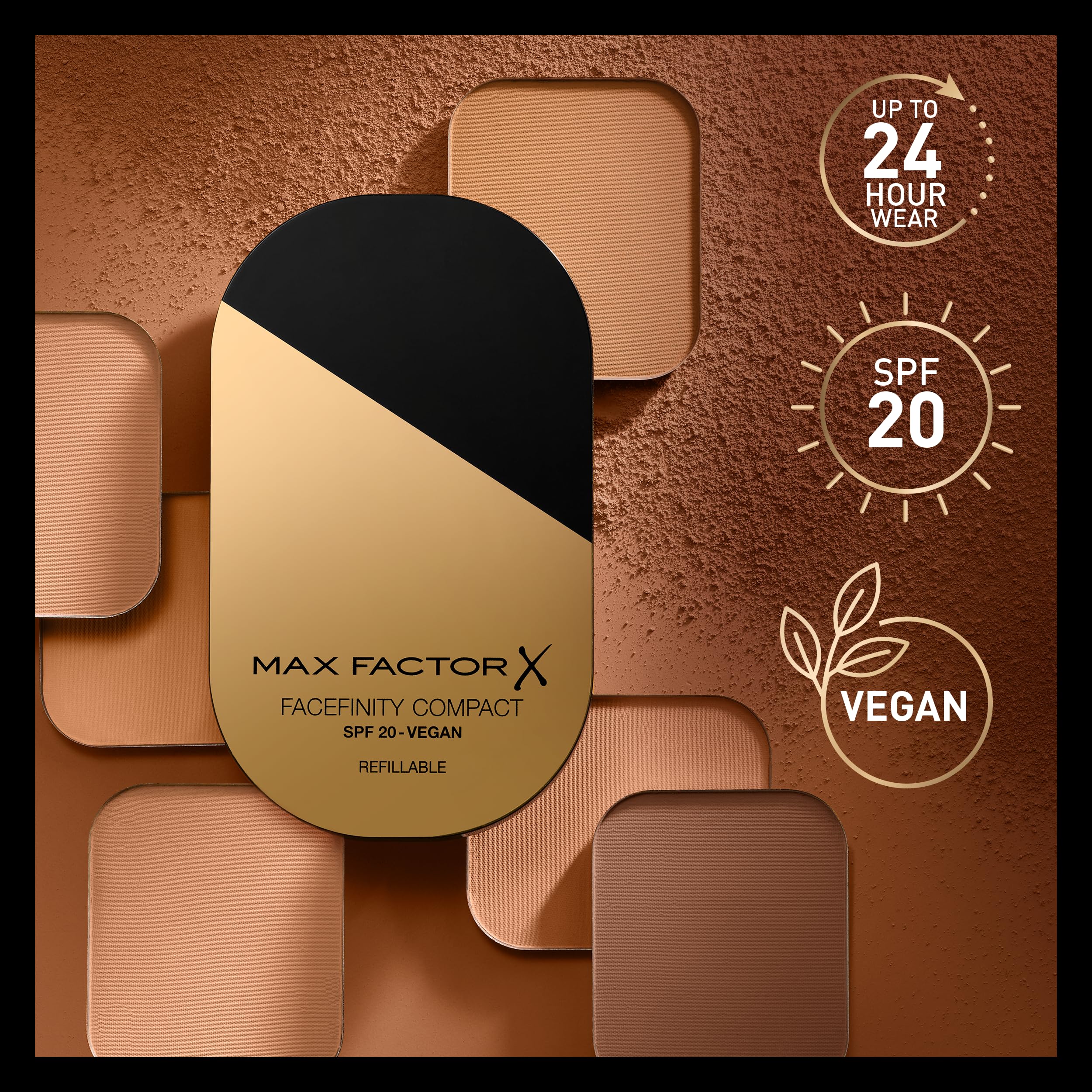 Max Factor Facefinity Nachfüllbares Kompakt-Foundation-Puder LSF 25 – 24 Stunden Halt 6