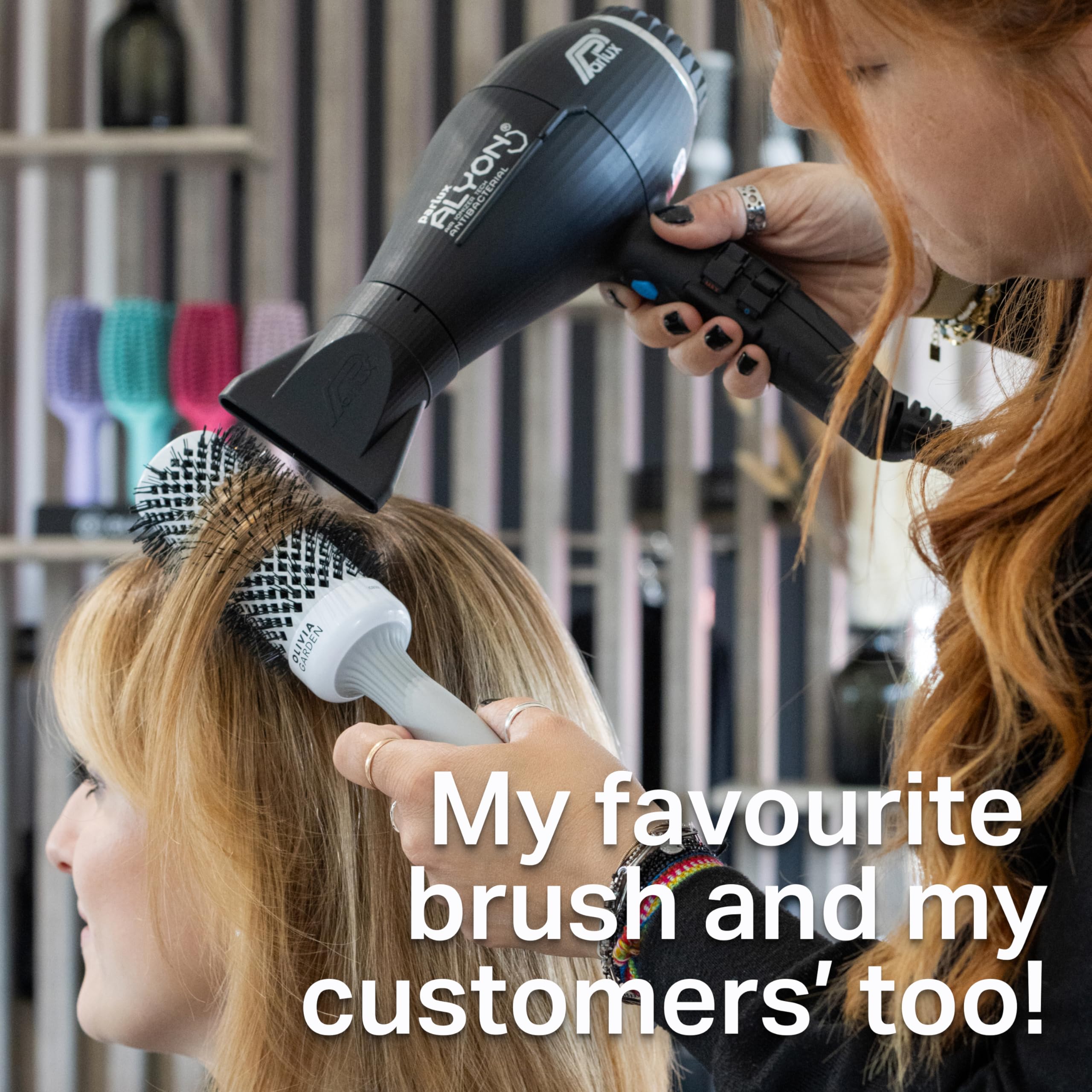 Olivia Garden Expert Blowout Shine Brush - White & Grey - Size 45 - Ceramic Coated 9