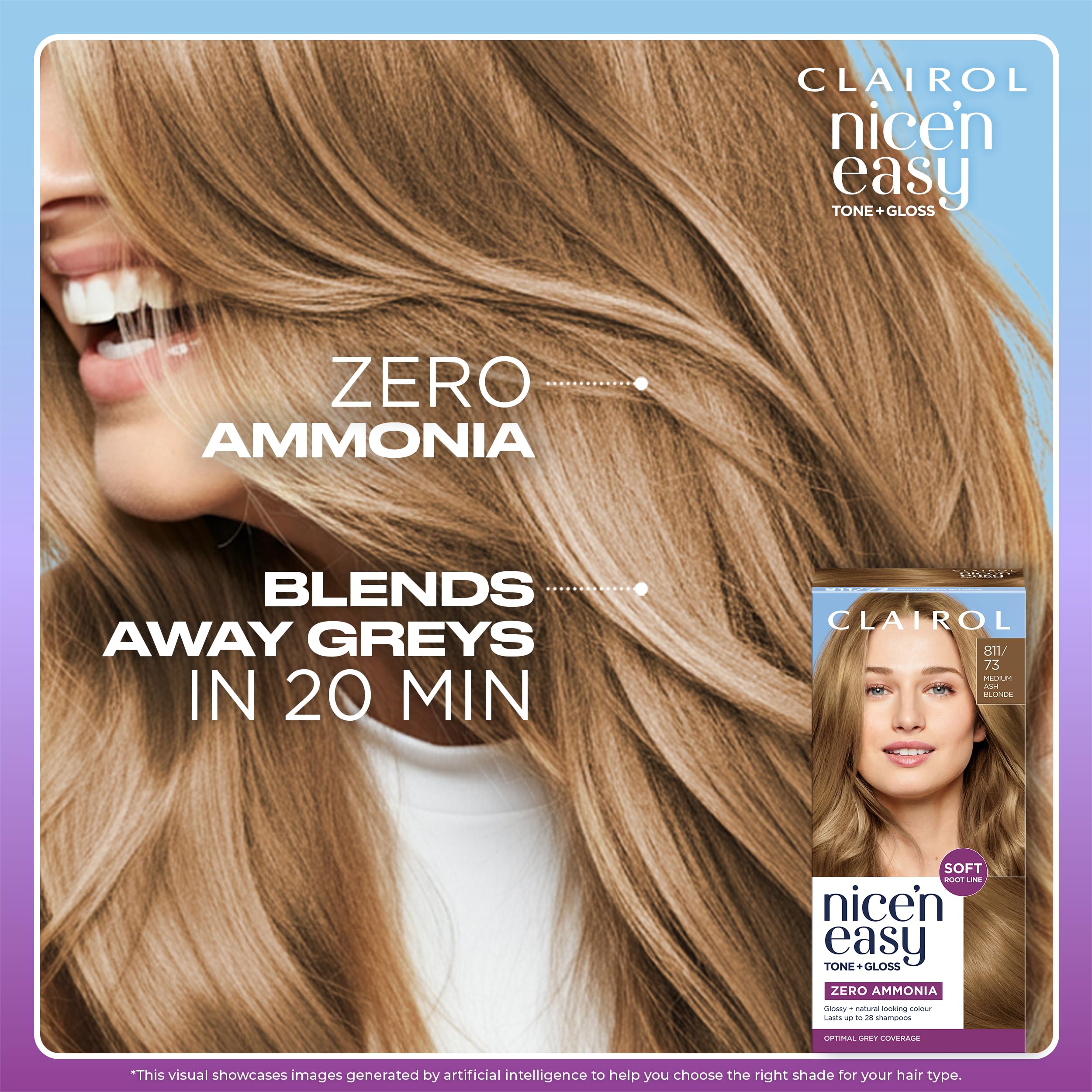 Clairol Nice'n Easy Tone+Gloss Semi-permanente Haarfarbe – 811/73 Mittel-Aschgrau 6