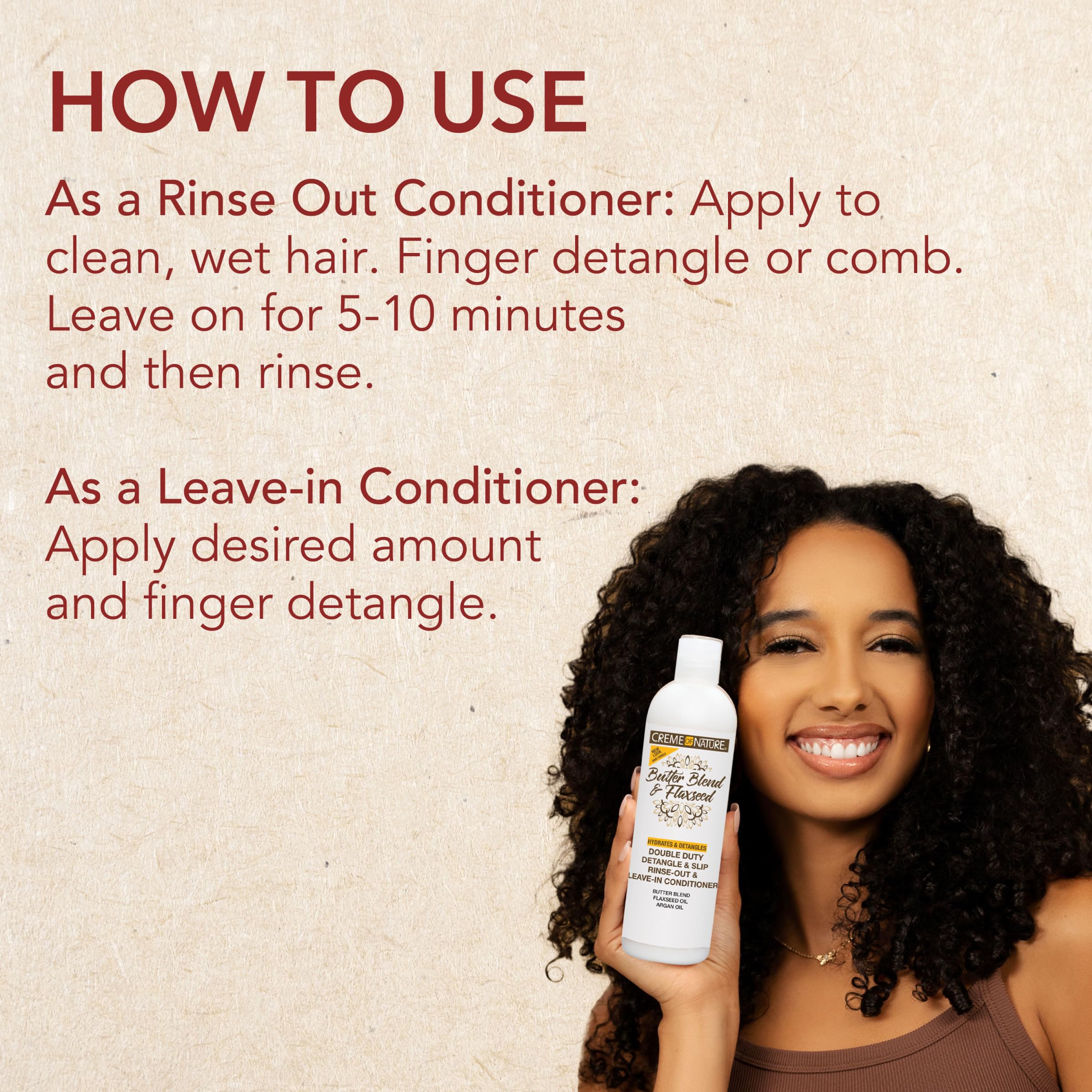 Creme of Nature Butter Blend & Flaxseed Double Duty Detangle & Slip Rinse-Out/Leave-In Conditioner 5