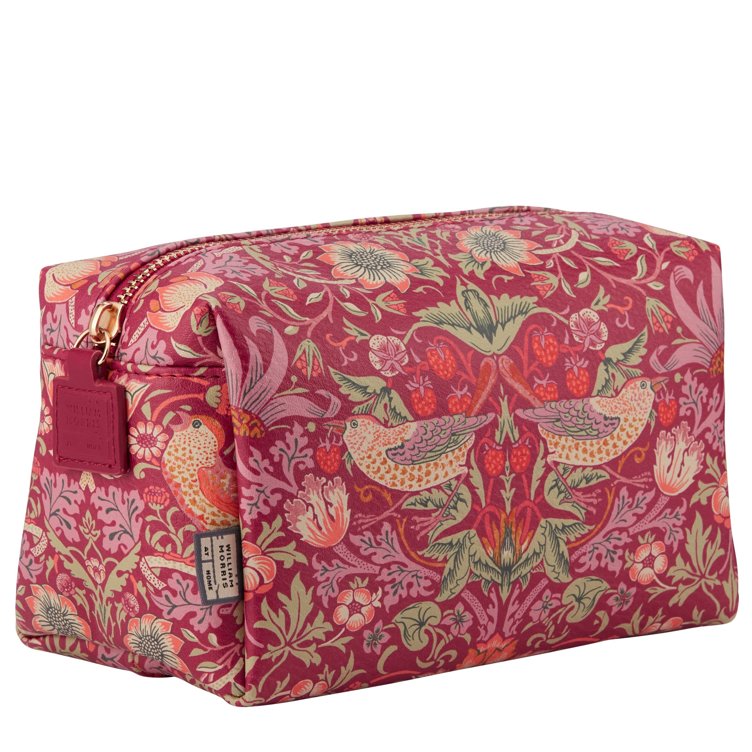 William Morris At Home Vegan Leather Wash Bag with Strawberry Thief Print