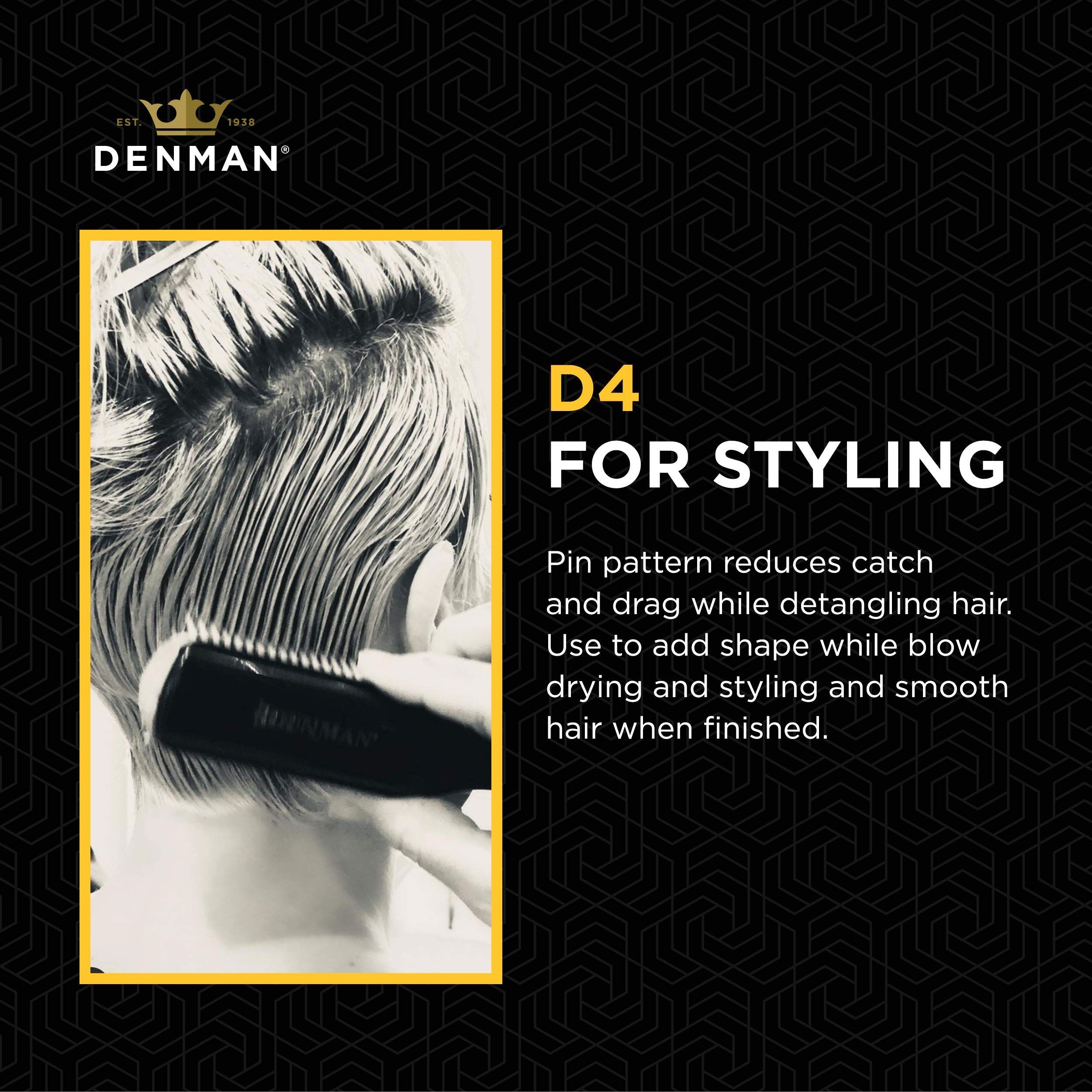 Denman Curly Hair Brush D4 (Cherry Blossom) 9 Row Styling Brush for Defining Curls and Smoothing 4