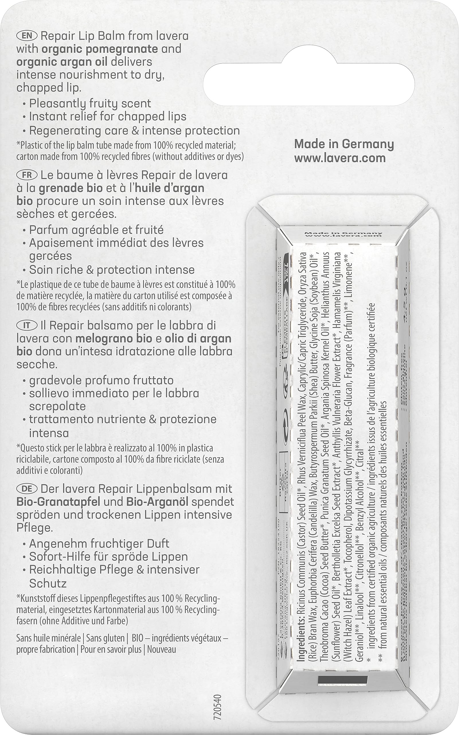 lavera Repair Lip Balm with Organic Pomegranate & Argan Oil for Chapped Lips 4