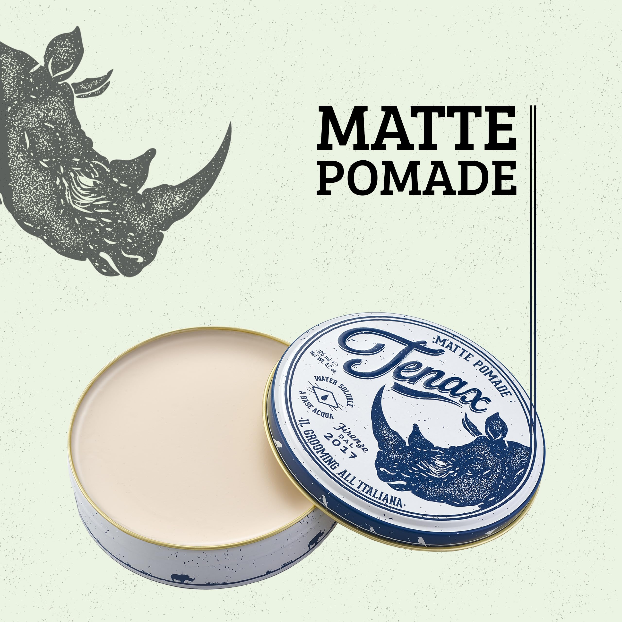 Tenax Matte Pomade 125ml - Strong, Long-Lasting Hold Water-Based Hair Wax for Men