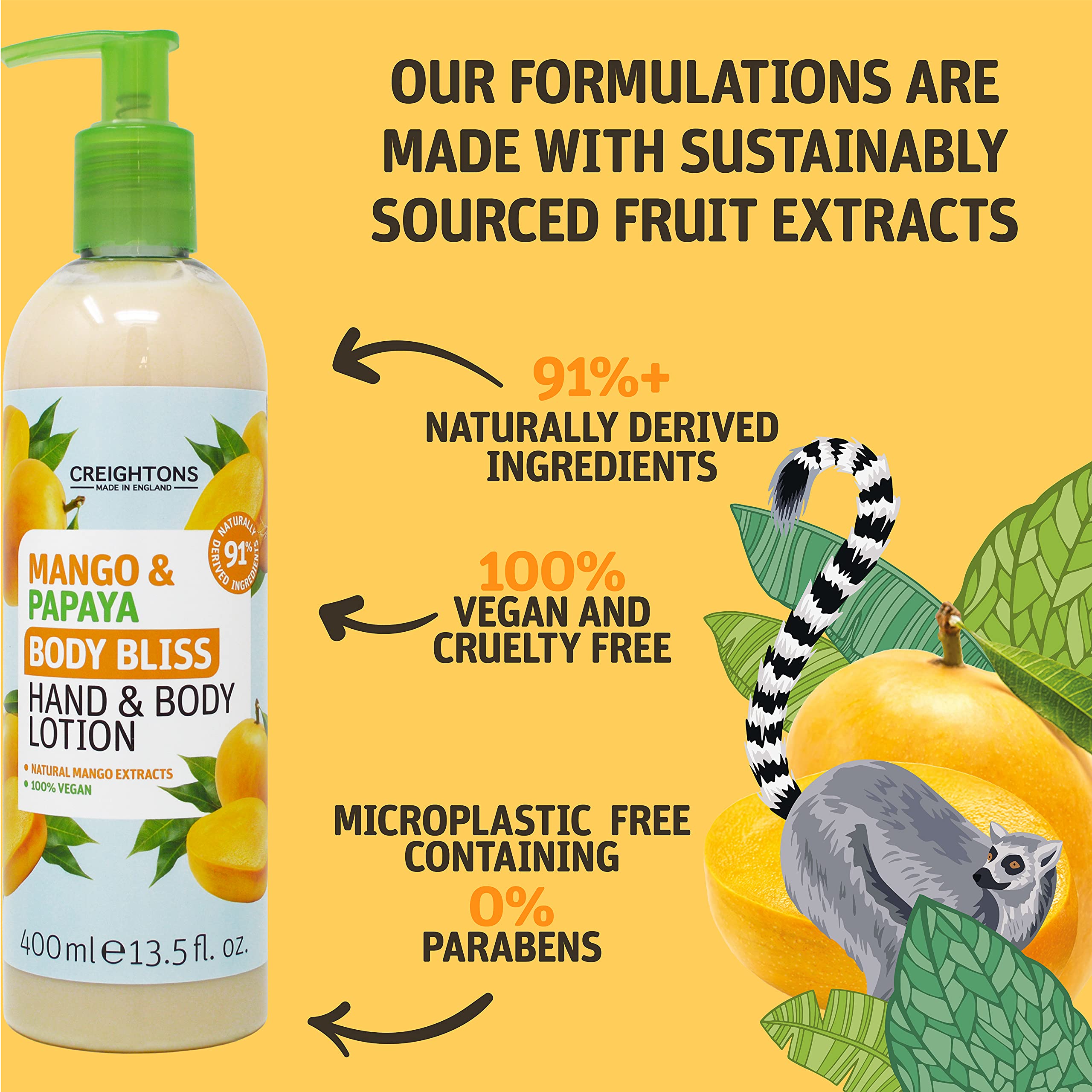 Creightons Body Bliss Mango & Papaya Hand and Body Lotion 400ml 5