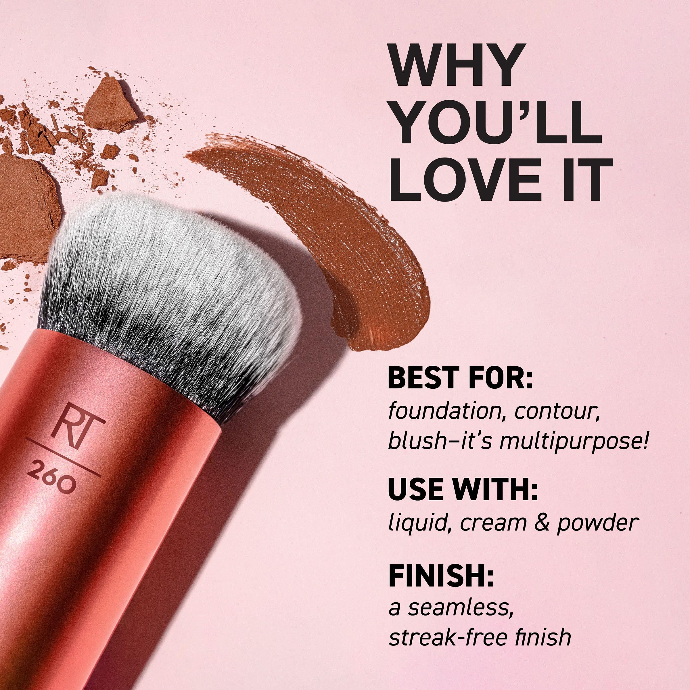 Real Techniques Bubble Blending Makeup Brush 260 for Liquid, Cream, and Powder Products