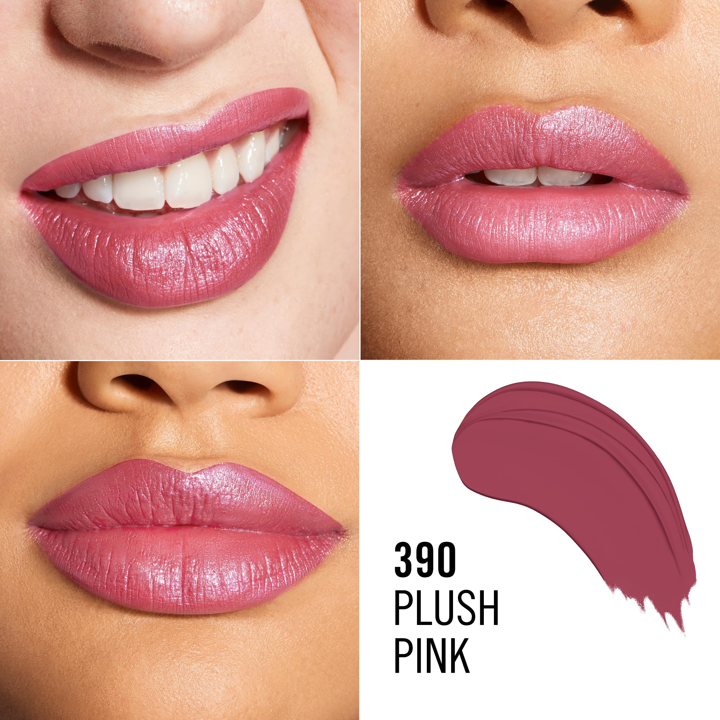 Rimmel Lasting Finish Lipstick 390 Plush Pink - Creamy Satin Finish, Long Lasting Color