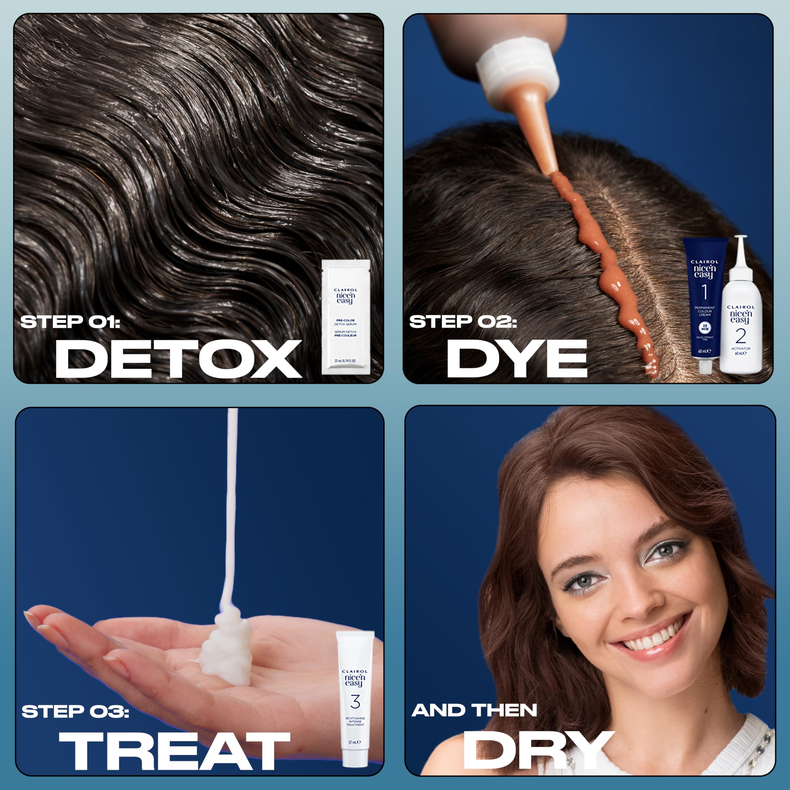 Clairol Nice n' Easy Pure Brunettes Haarfarbe | Reine und satte Brauntöne | Geschmeidige, natürliche Haarfarbe | Mit Vorfärbeserum | 100 % Grauabdeckung | 6,5PB Hellstes Lattebraun | Permanente Haarfarbe 3