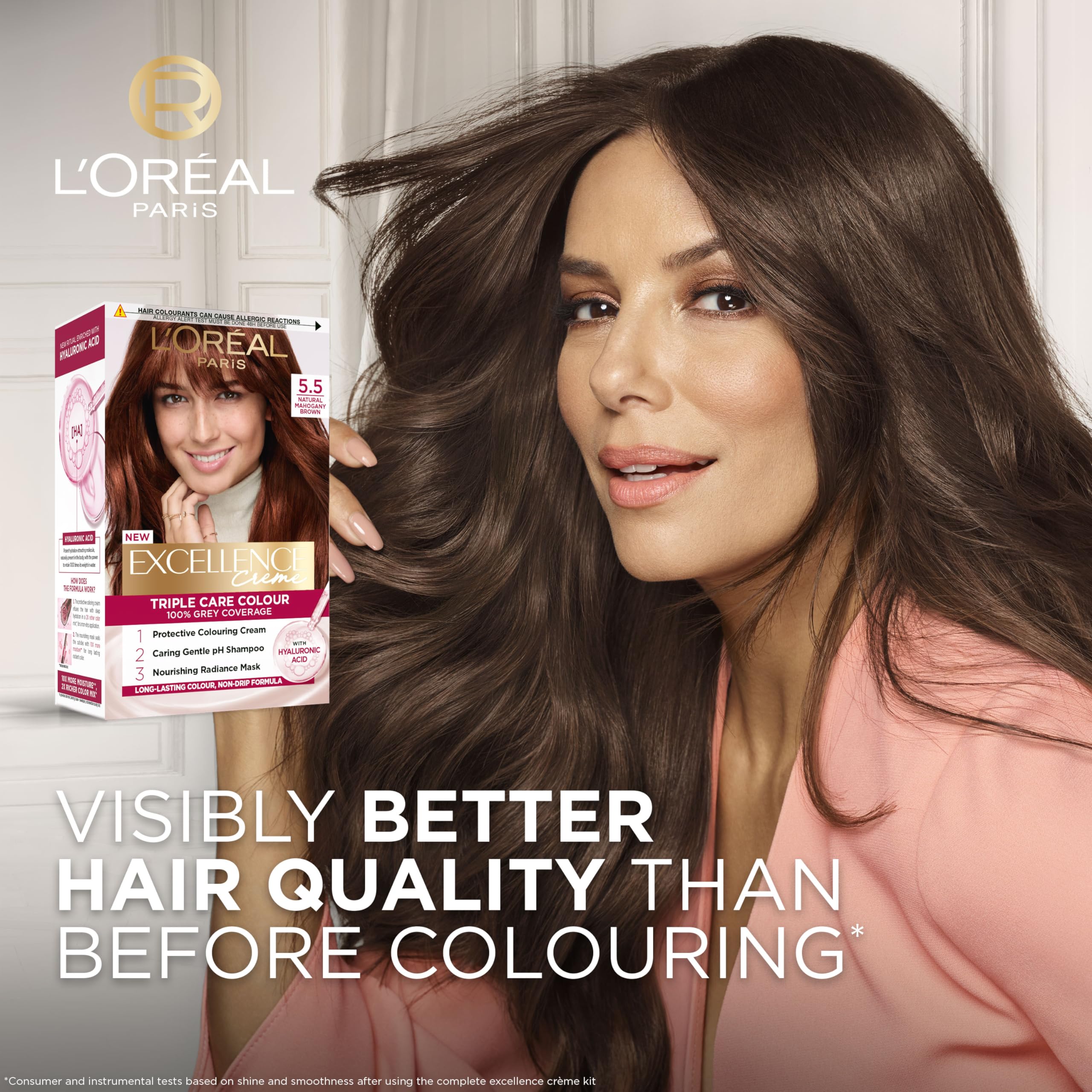 L'Oréal Paris Excellence Crème Permanent Hair Dye 5.5 Natural Mahogany Brown - 100% Grey Coverage 3