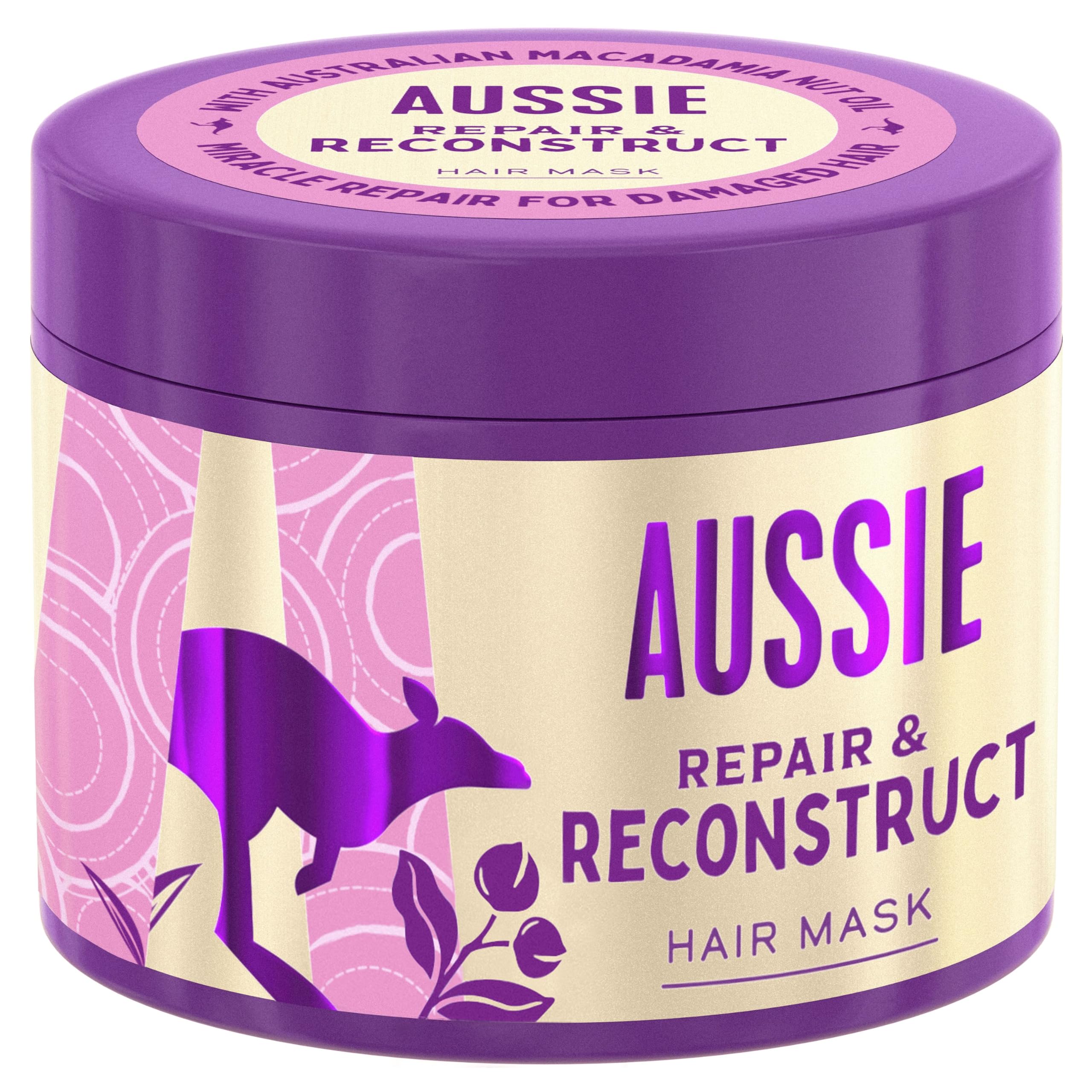 Aussie Repair &amp; Reconstruct Haarmaske, vegane Haarkur für trockenes und geschädigtes Haar, mit Macadamianussöl, 300 ml