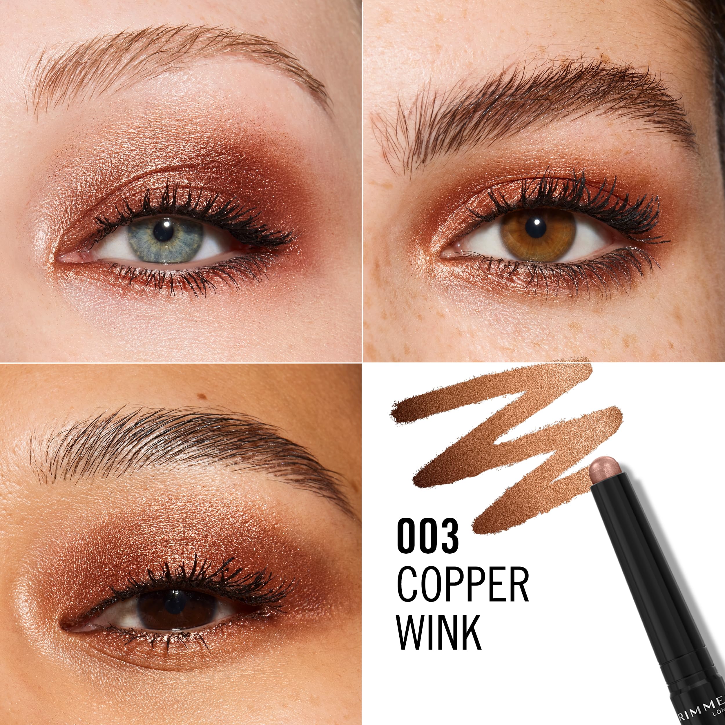 Rimmel Wonder'Last Shadow Stick, 003 Copper Wink - Ultra-Creamy, Smudgeproof, Vegan Eyeshadow 3