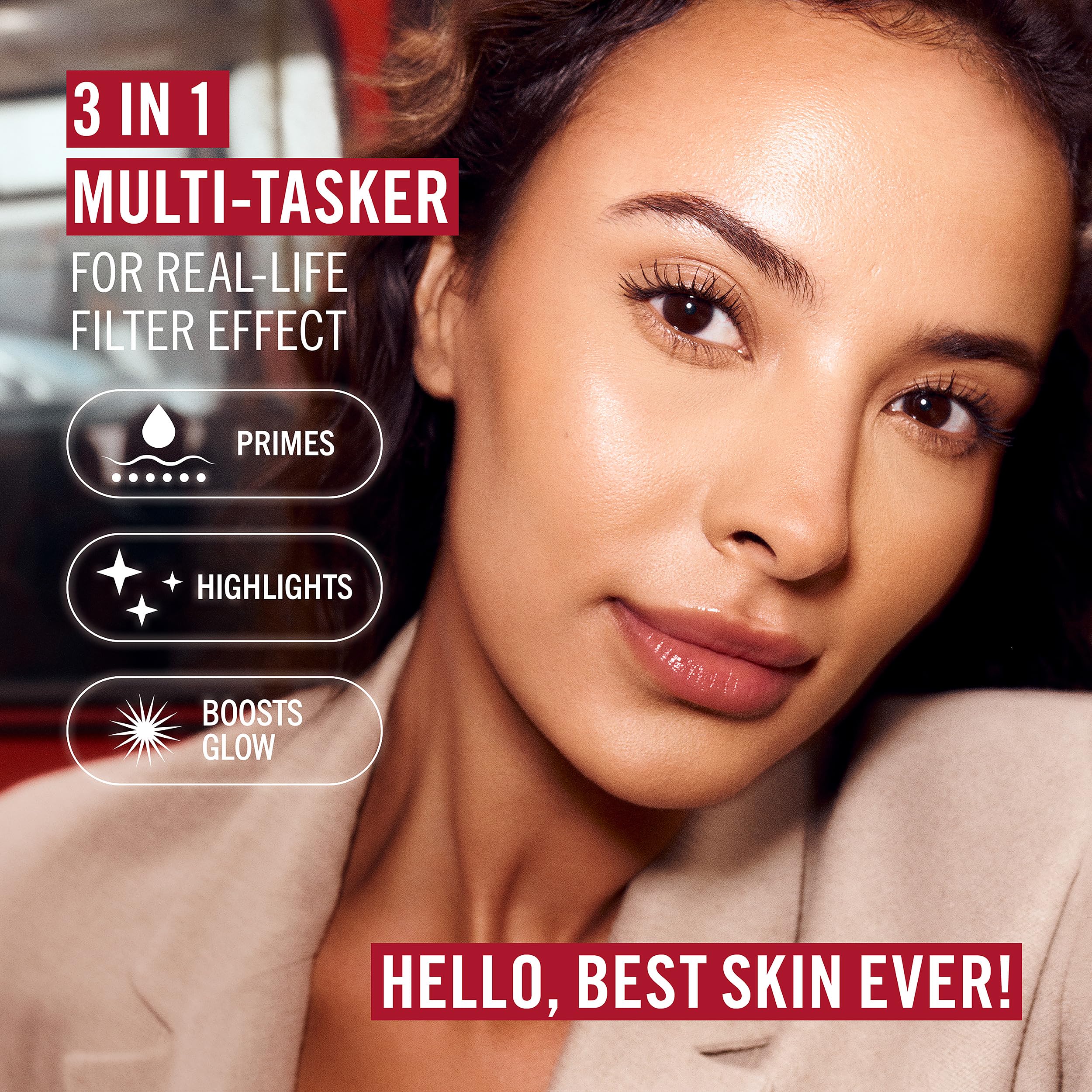 Rimmel Multi Tasker Better Than Filters, 004 Hell Mittel, 3-in-1-Gesichtsprimer, Glow Booster und Highlighter, Makelloses Finish, Angereichert mit Vitamin C und E, Maxi Soft Applikator, Vegan, 30 ml 3