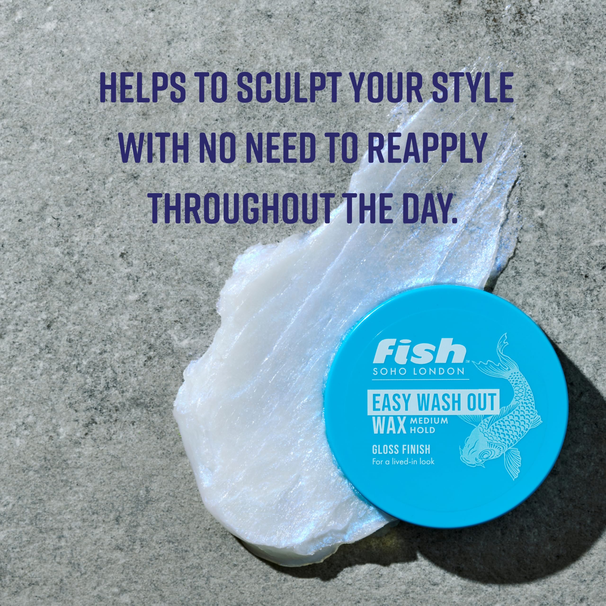 Fish Soho Original Aqua Easy Wash Out Wax for Men's Shape Defining Hair Styling 5
