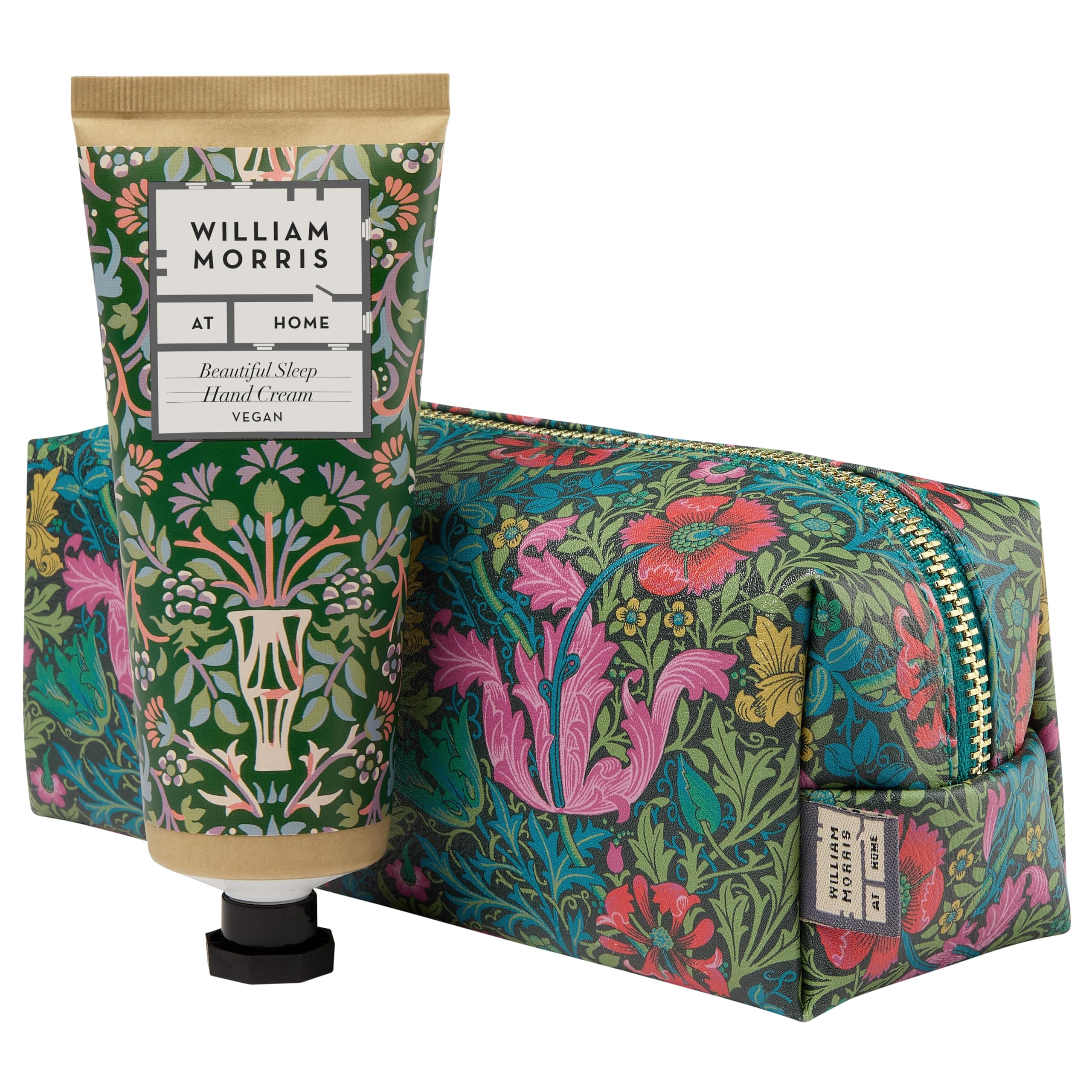 WILLIAM MORRIS AT HOME Hand Cream Set with Compton Print Vegan Leather Makeup Bag