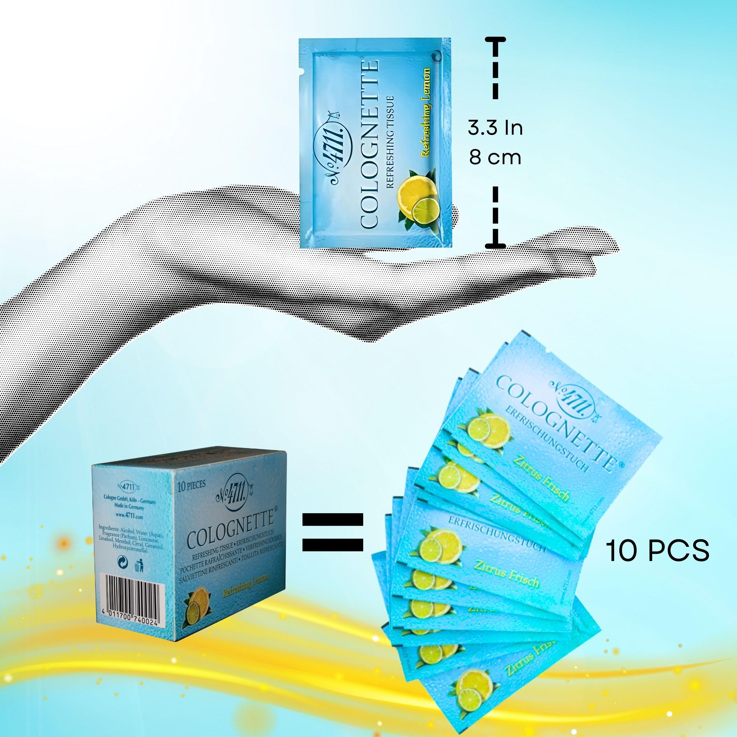 4711 Colognette Refreshing Lemon Tissues - 20 Count for On-the-Go Freshening 5