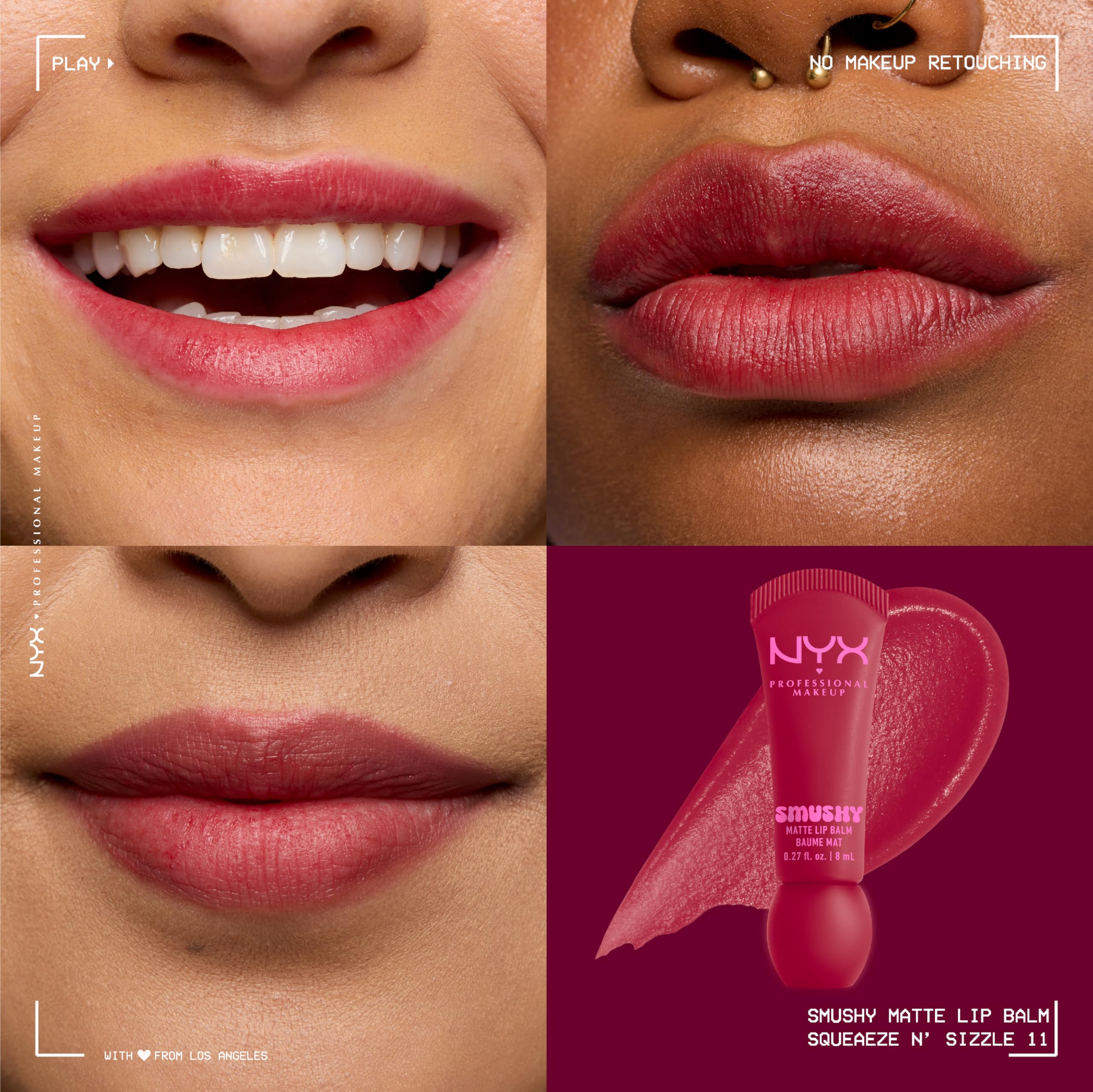 NYX Professional Makeup Smushy Matte Lip Balm, Squeeze N' Sizzle, Hydrating Buildable Colour 2