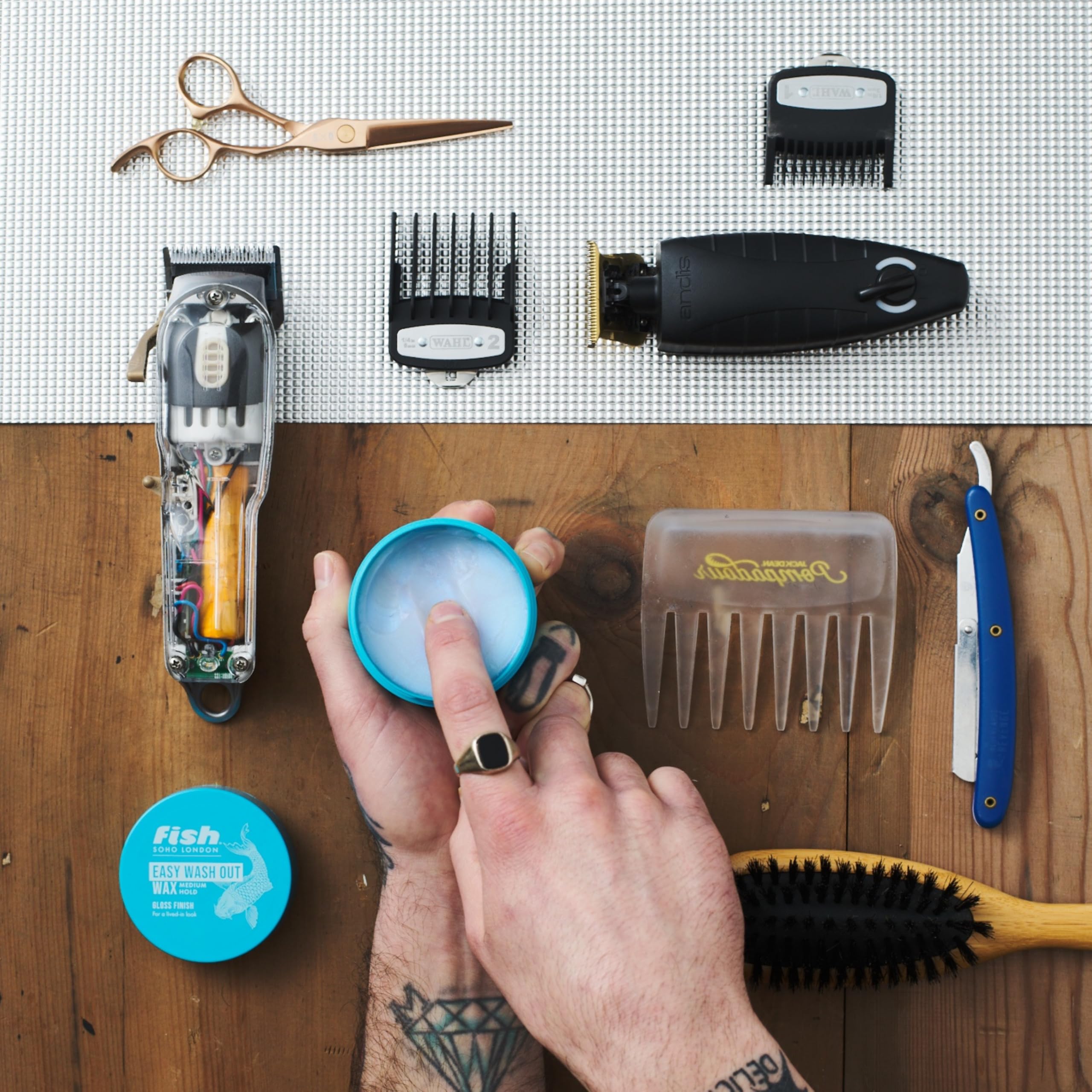 Fish Soho Original Aqua Easy Wash Out Wax for Men's Shape Defining Hair Styling 6