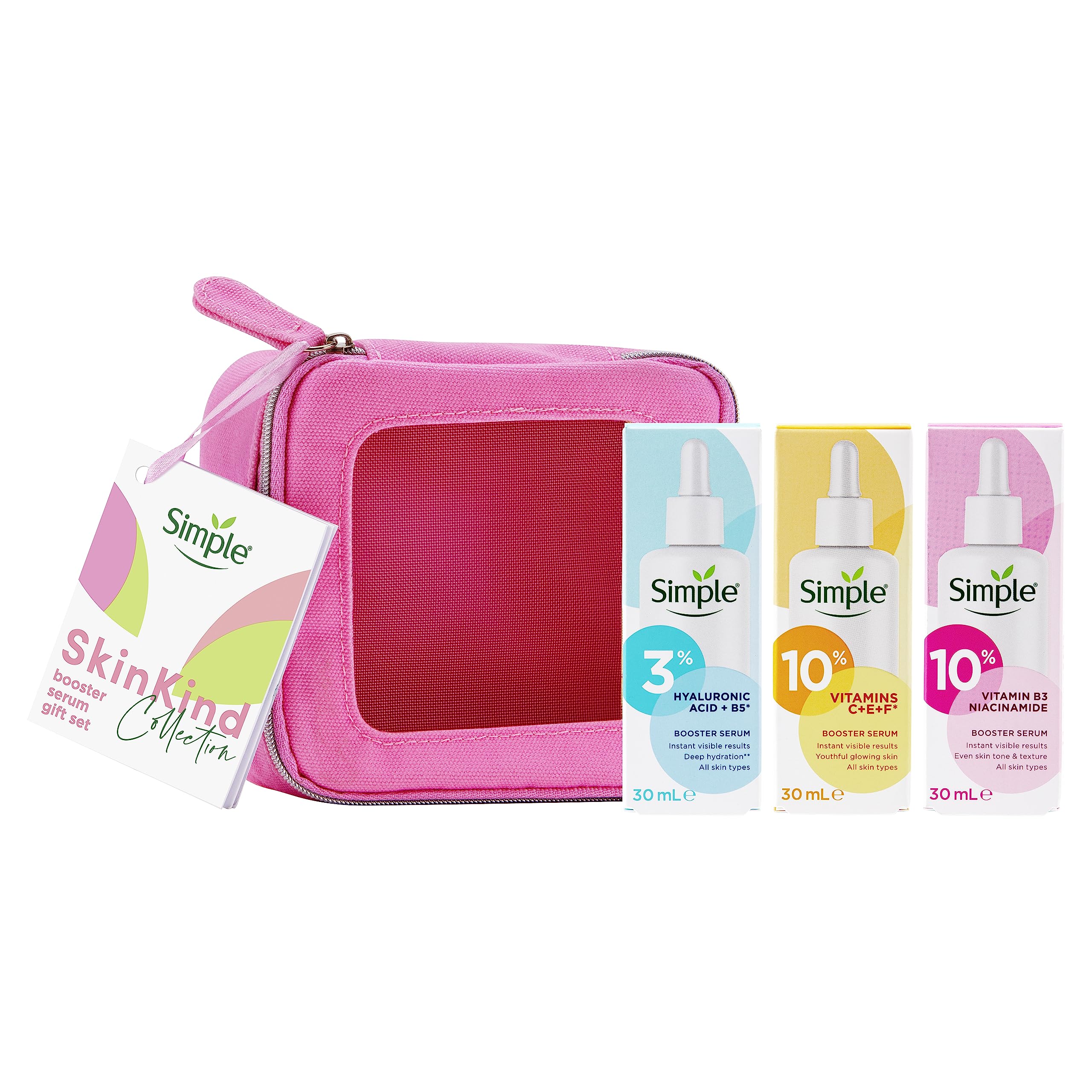 Simple Booster Face Serum Gift Set: Vitamin C+E+F, Hyaluronic Acid, Niacinamide