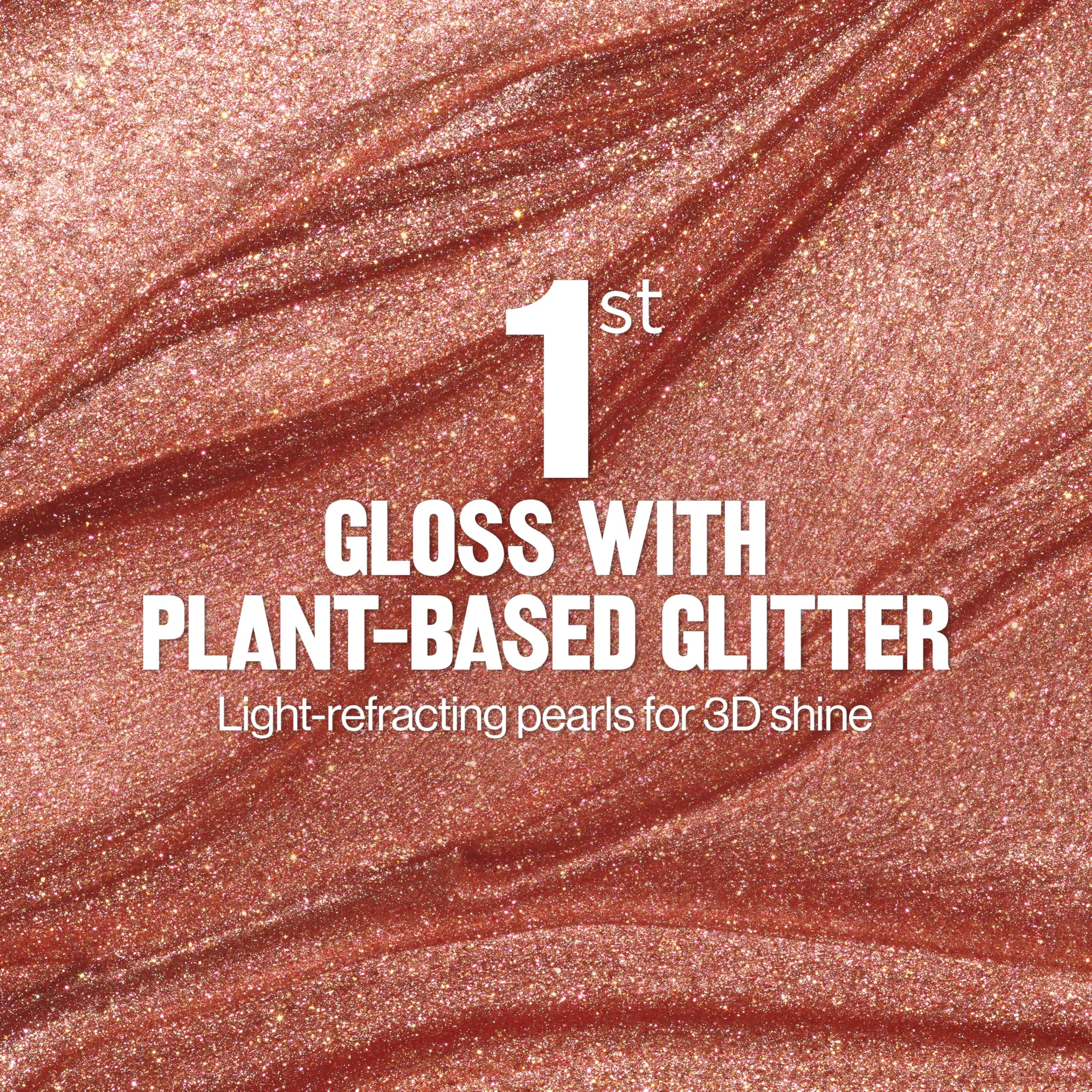 Revlon Super Lustrous Glimmer Gloss – Feuchtigkeitsspendender und aufpolsternder Lipgloss mit pflanzlichem Glitzer, 3D-Schimmer, 39 % mehr Feuchtigkeit und extra großem Applikator, Glazed Almond 5